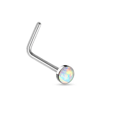 Nesepiercing med Flat Opalitt Stone