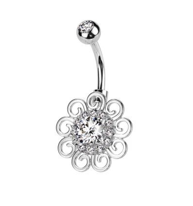 Navlepiercing med Filigree Blomst