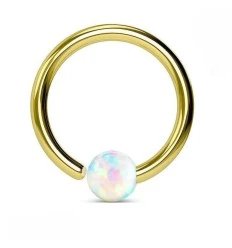 Farvet Ring med Fastmonteret Hvid Opalite