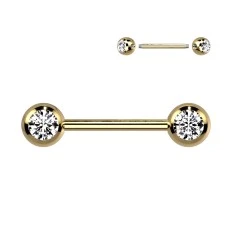 Brystpiercing med Clear Stone